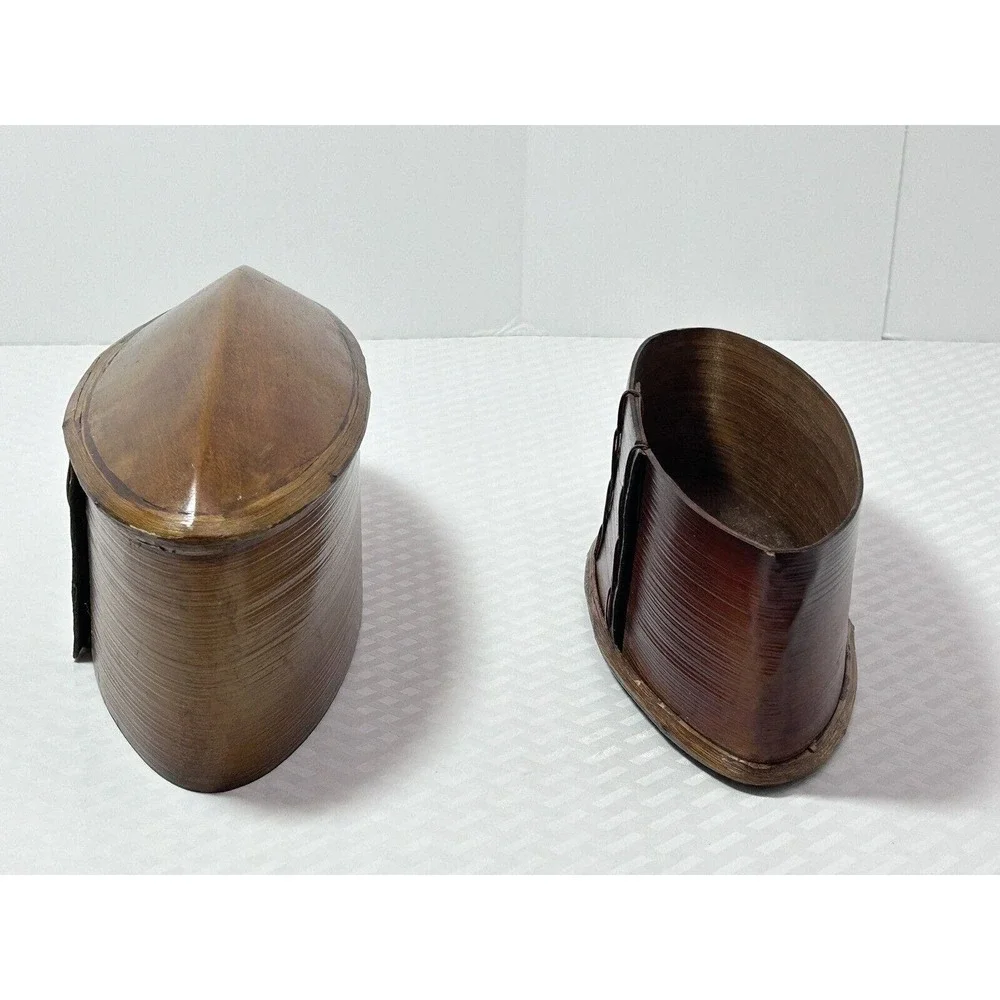 Thai AKHA Hill Tribe Bamboo Mulberry Wood Oval Tobacco‎ Box 4.5”